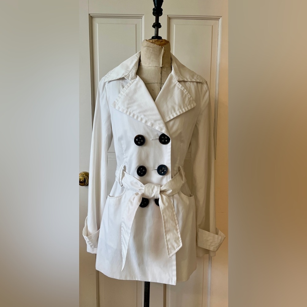 White Express belted raincoat